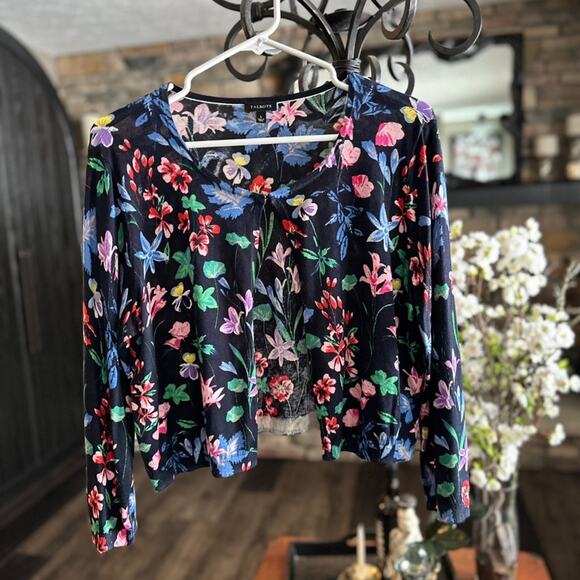 Talbots Light Wight Floral Cardigan Vibrant floral cardigan NWOT Size Large - Picture 3 of 6